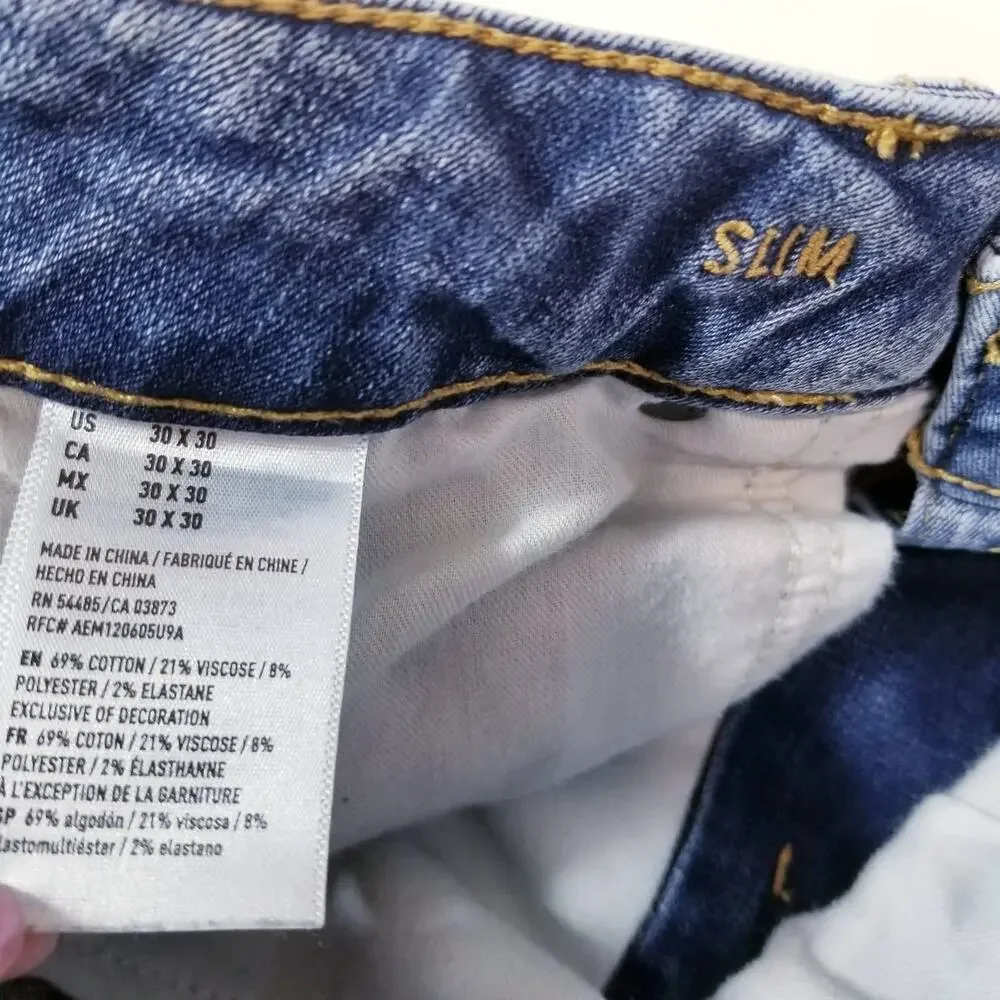 AEO American Eagle Jeans Men 30x30 FLEX 4 360 Light Wash Blue Denim